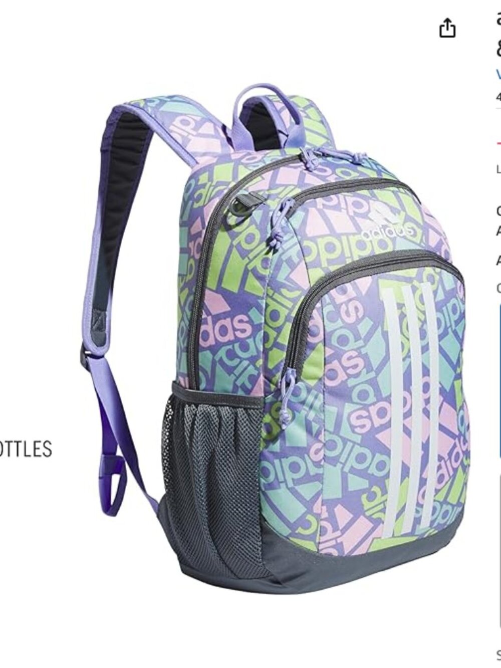 Adidas allover logo backpack light Purple Gray - Picture 5 of 5